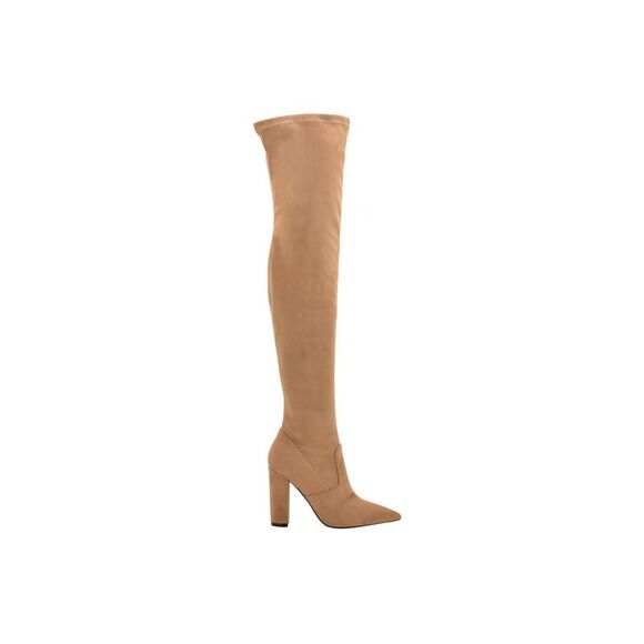 GUESS Womens Brown 1.5 Platform Glitter Padded Byra Square Toe Block Heel Zip-Up Dress Booties M main image 1